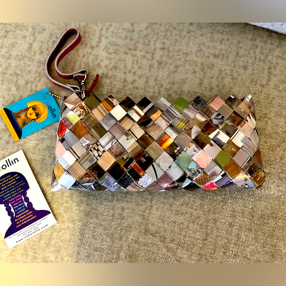 NEW Nahui Ollin Recycled Magazine Mini Purse Wristlet Wallet Clutch